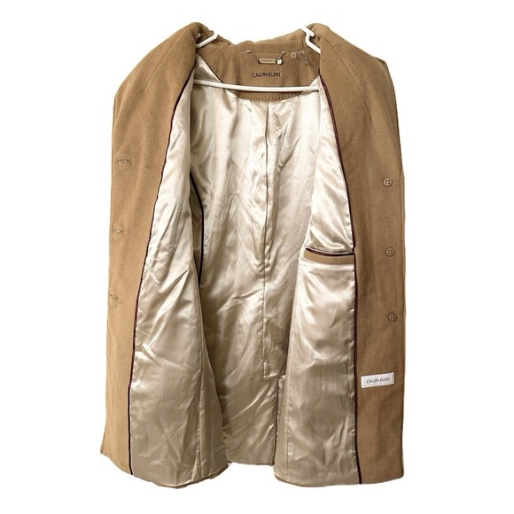 NEW Calvin Klein Womens Size 10 Camel Wool Cashmere Blend Single Breasted Coat - Picture 7 of 10